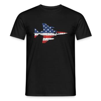F-4 Phantom Kampfjet Flugzeug Amerikanische Flagge - Männer T-Shirt - Schwarz - Vorne - AI Model Male 178 light (178cm)