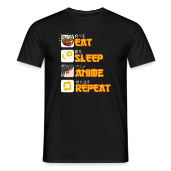 Eat Sleep Anime Repeat Anime Manga Amant Otaku - T-shirt homme - noir - Devant - AI Model Male 178 light (178cm)