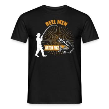 Pike Angler saying to fish - Men's T-Shirt - black - Front - AI Model Male 178 light (178cm)