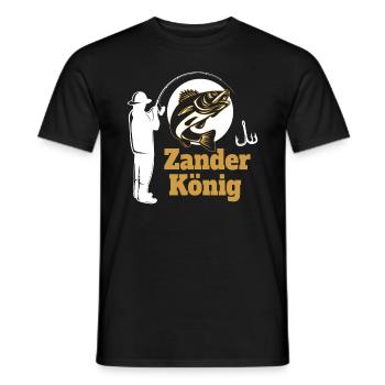 Angler Zander König - Männer T-Shirt - Schwarz - Vorne - AI Model Male 178 light (178cm)