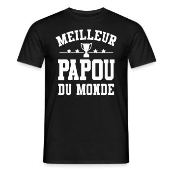 Cadeau Papou Meilleur Papou du Monde - T-shirt homme - noir - Devant - AI Model Male 178 light (178cm)