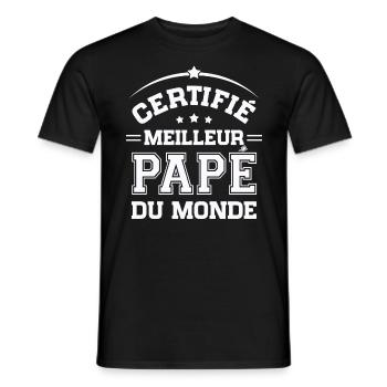 Certifié meilleur Papé du Monde Cadeau Papé - T-shirt homme - noir - Devant - AI Model Male 178 light (178cm)