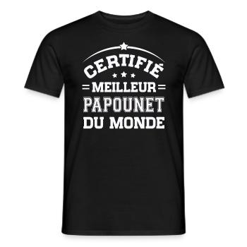 Certifié meilleur Papounet du Monde - T-shirt homme - noir - Devant - AI Model Male 178 light (178cm)