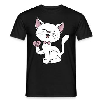 Katze Herz Miau Katzen Liebe Paare Valentinstag - Männer T-Shirt - Schwarz - Vorne - AI Model Male 178 light (178cm)