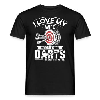 Dart Darts - I love my wife more than Darts - Men's T-Shirt - black - Front - AI Model Male 178 light (178cm)