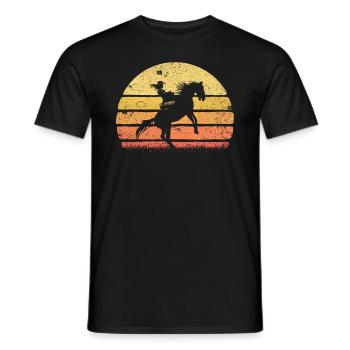Cow Girl Bucking Bronco Rodeo Retro Wrangler - Männer T-Shirt - Schwarz - Vorne - AI Model Male 178 light (178cm)