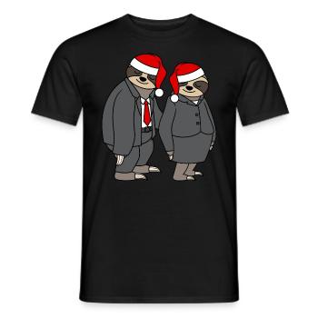 Paresseux Couple Femme Homme Noël Père Noël - T-shirt homme - noir - Devant - AI Model Male 178 light (178cm)