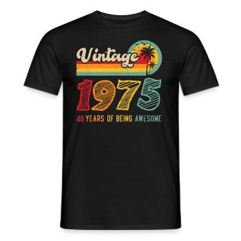 Vintage 1975, Cadeau D'anniversaire 48 Ans - T-shirt homme - noir - Devant - AI Model Male 178 light (178cm)
