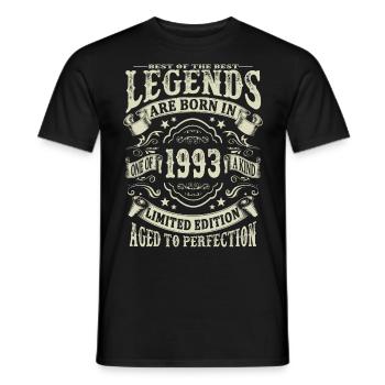 Legenden geboren 1993 - Männer T-Shirt - Schwarz - Vorne - AI Model Male 178 light (178cm)