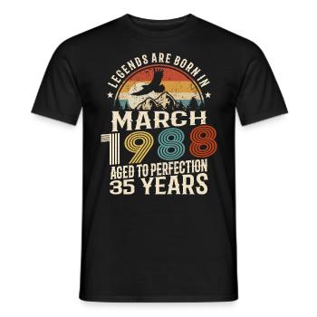 März 1988 - 35 Jahre alt - 35. Geburtstag - Männer T-Shirt - Schwarz - Vorne - AI Model Male 178 light (178cm)