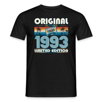 30th Birthday Retro Cassette Best of Octobre 1993 - T-shirt homme - noir - Devant - AI Model Male 178 light (178cm)