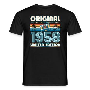 65. Geburtstag Retro Kassette Best of Oktober 1958 - Männer T-Shirt - Schwarz - Vorne - AI Model Male 178 light (178cm)