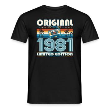 42nd Birthday Retro Cassette Best of Octobre 1981 - T-shirt homme - noir - Devant - AI Model Male 178 light (178cm)