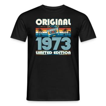 50th Birthday Retro Cassette Best of Octobre 1973 - T-shirt homme - noir - Devant - AI Model Male 178 light (178cm)
