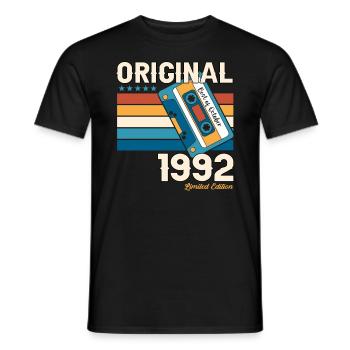 31st Birthday Husband October Vintage 1992 Cassette Tape - Men's T-Shirt - black - Front - AI Model Male 178 light (178cm)