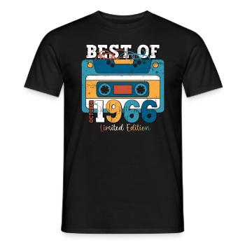57e anniversaire mari octobre millésime 1966 cassette - T-shirt homme - noir - Devant - AI Model Male 178 light (178cm)