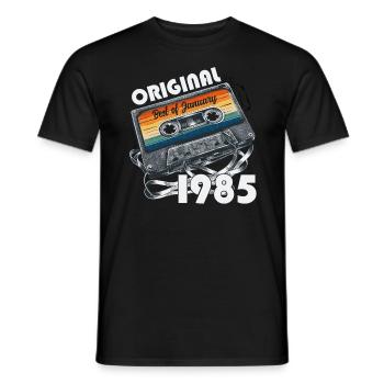40ème Anniversaire Millésime Janvier 1985 Cassette 85 - T-shirt homme - noir - Devant - AI Model Male 178 light (178cm)