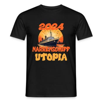 Ship of Fools Utopia, citation - T-shirt homme - noir - Devant - AI Model Male 178 light (178cm)