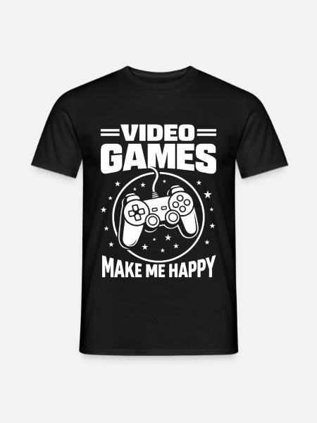 Videospiele machen glücklich - Männer T-Shirt - Schwarz