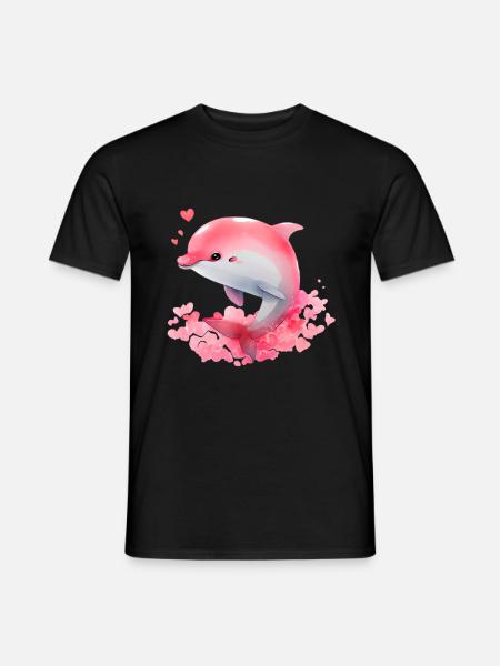 Delfin Valentinstag Geschenk - Männer T-Shirt - Schwarz