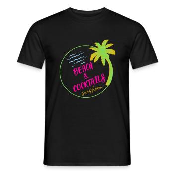 Strand und Cocktail - Männer T-Shirt - Schwarz - Vorne - AI Model Male 178 light (178cm)