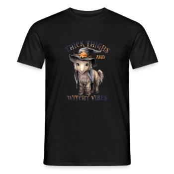 Halloween Horse Pumpkin Horror - Men's T-Shirt - black - Front - AI Model Male 178 light (178cm)