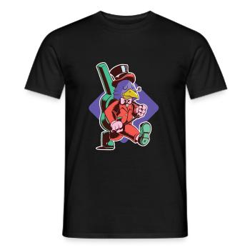 Musician chicken on travel - Men's T-Shirt - black - Front - AI Model Male 178 light (178cm)