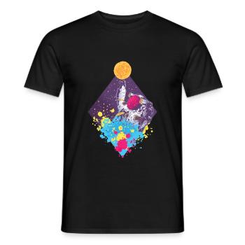Colorful Spaceman flying - Männer T-Shirt - Schwarz - Vorne - AI Model Male 178 light (178cm)