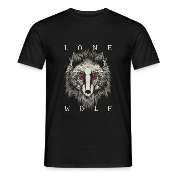 Lone Wolf Illustration Gift - Men's T-Shirt - black - Front - AI Model Male 178 light (178cm)