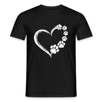 Cute Dog Puppy Shirt Dogs Paw Print Heart - Men's T-Shirt - black - Front - AI Model Male 178 light (178cm)