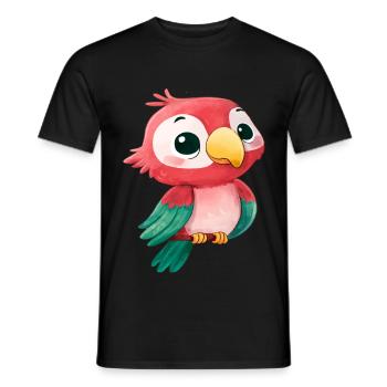 Niedlicher Kawaii Papagei – Bunter Cartoon Vogel Design - Männer T-Shirt - Schwarz - Vorne - AI Model Male 178 light (178cm)