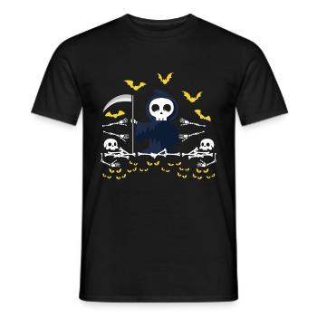 Grim Reaper Skeleton Ficphilia. Gift - Männer T-Shirt - Schwarz - Vorne - AI Model Male 178 light (178cm)