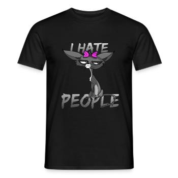 Cat I hate people with bow - Men's T-Shirt - black - Front - AI Model Male 178 light (178cm)