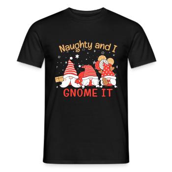 Naughty and I gnome it funny Christmas plaid - Men's T-Shirt - black - Front - AI Model Male 178 light (178cm)
