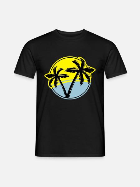 palm silhouette circle beach - Men's T-Shirt - black