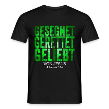 gesegnet gerettet geliebt von jesus christus - Männer T-Shirt - Schwarz - Vorne - AI Model Male 178 light (178cm)