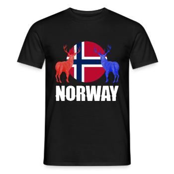 Norway Norwegian Norway Flag Stags Silhouettes - Men's T-Shirt - black - Front - AI Model Male 178 light (178cm)