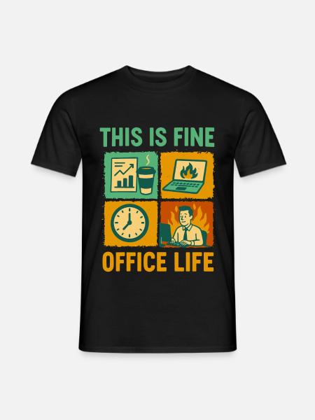 Office Life: This Is Fine - Männer T-Shirt - Schwarz