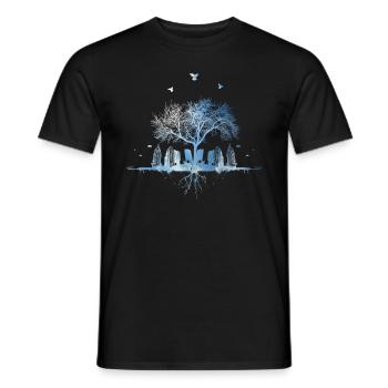 Ciel Nature Arbre Ville racines d'oiseaux gratte-ciel - T-shirt homme - noir - Devant - AI Model Male 178 light (178cm)
