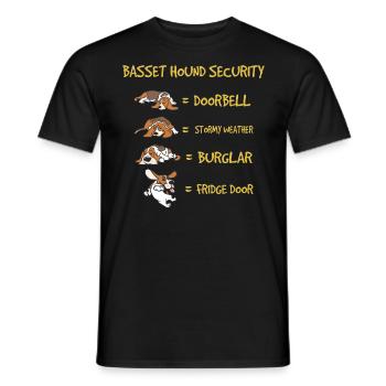 Basset Hound Sicherheit Lustiger Hund Tierhalter - Männer T-Shirt - Schwarz - Vorne - AI Model Male 178 light (178cm)