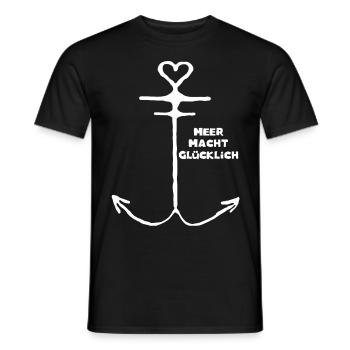 Shirt „MEER macht glücklich“ - Männer T-Shirt - Schwarz - Vorne - AI Model Male 178 light (178cm)