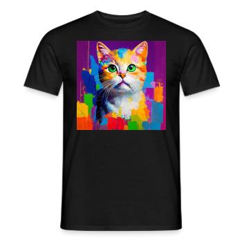 Oil Painting Style Cat Portrait Design for - Men's T-Shirt - black - Front - AI Model Male 178 light (178cm)