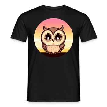 Eule im Sonnenuntergang - Männer T-Shirt - Schwarz - Vorne - AI Model Male 178 light (178cm)