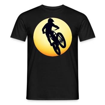 Mountain Bike Downhill - Sunset Silhouette - Men's T-Shirt - black - Front - AI Model Male 178 light (178cm)
