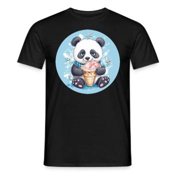 Panda maladroit - Crème glacée et fleurs Coucher de soleil Design - T-shirt homme - noir - Devant - AI Model Male 178 light (178cm)