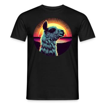 Lama Sunset India - Men's T-Shirt - black - Front - AI Model Male 178 light (178cm)