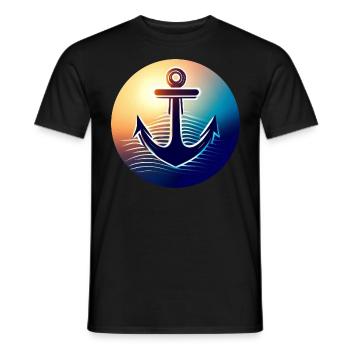 Anchor Sunset Round - T-shirt homme - noir - Devant - AI Model Male 178 light (178cm)