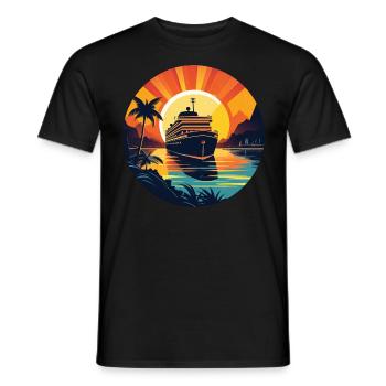 Bateau de croisière Coucher de soleil - T-shirt homme - noir - Devant - AI Model Male 178 light (178cm)