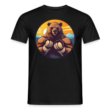 Boxender Bär bei Sonnenuntergang - Männer T-Shirt - Schwarz - Vorne - AI Model Male 178 light (178cm)