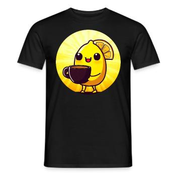 Caffeine sunset with lemon and coffee - Men's T-Shirt - black - Front - AI Model Male 178 light (178cm)